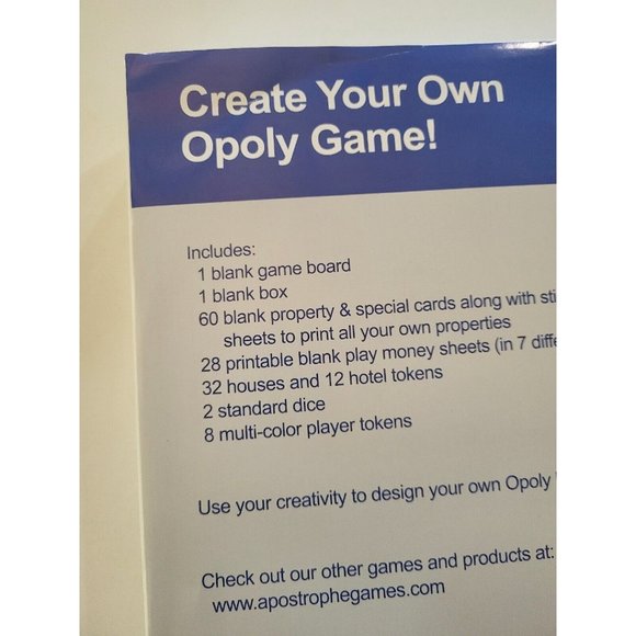 Blank Game Board Make Your Own Opoly Board Game Apostrophe Games New - Picture 2 of 5